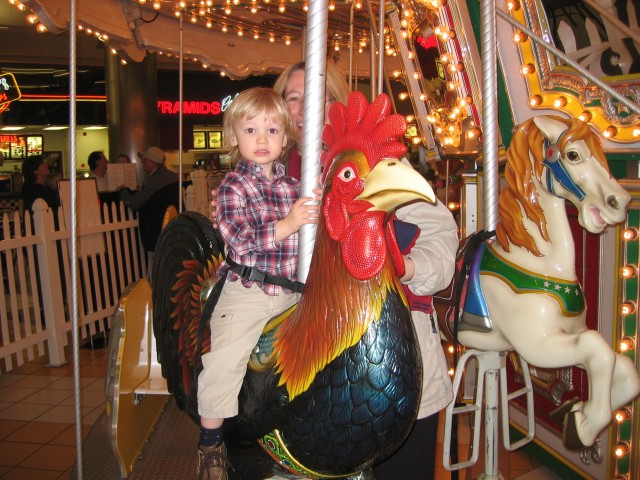 I cried because I wanted to ride the carousel.  See how happy I am now that I got my wish?